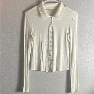 Brandy Melville White Button-Down Shirt